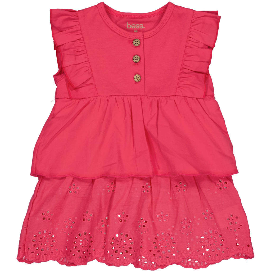 Bess | Dress Woven Embroidery | Strawberry Pink