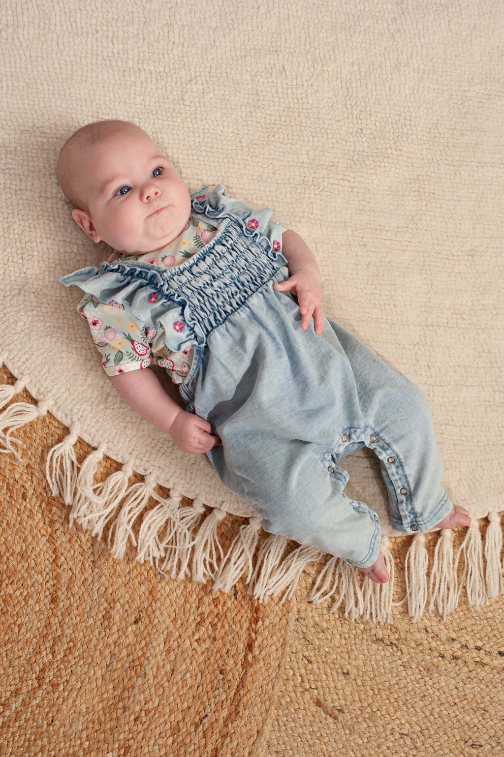 Bess | Salopette Jog Denim | Flowers