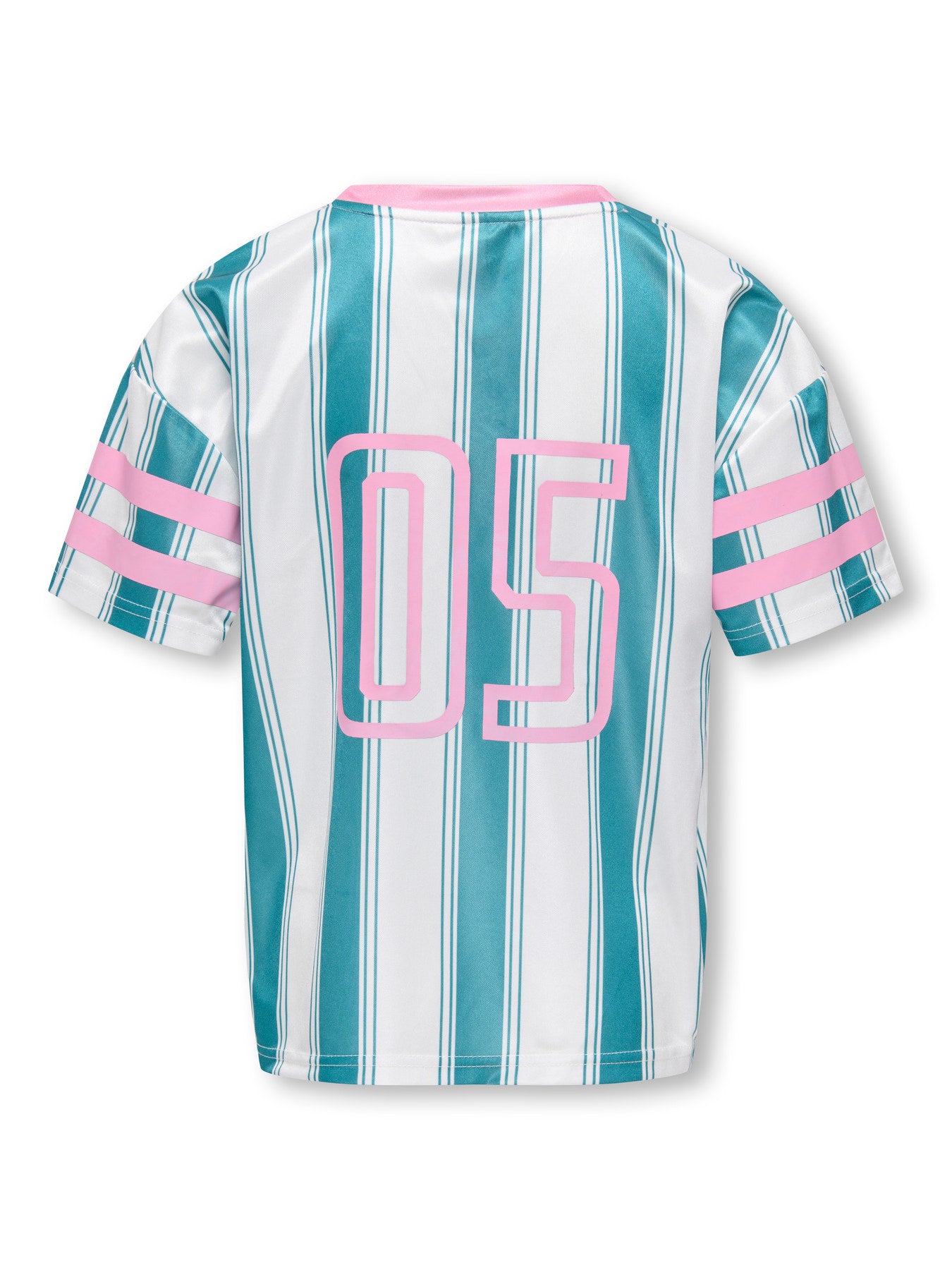 Kids Only | Koglula Sporty Top | Bright White Biscay Bay Stripes/Begonia Pink Letters